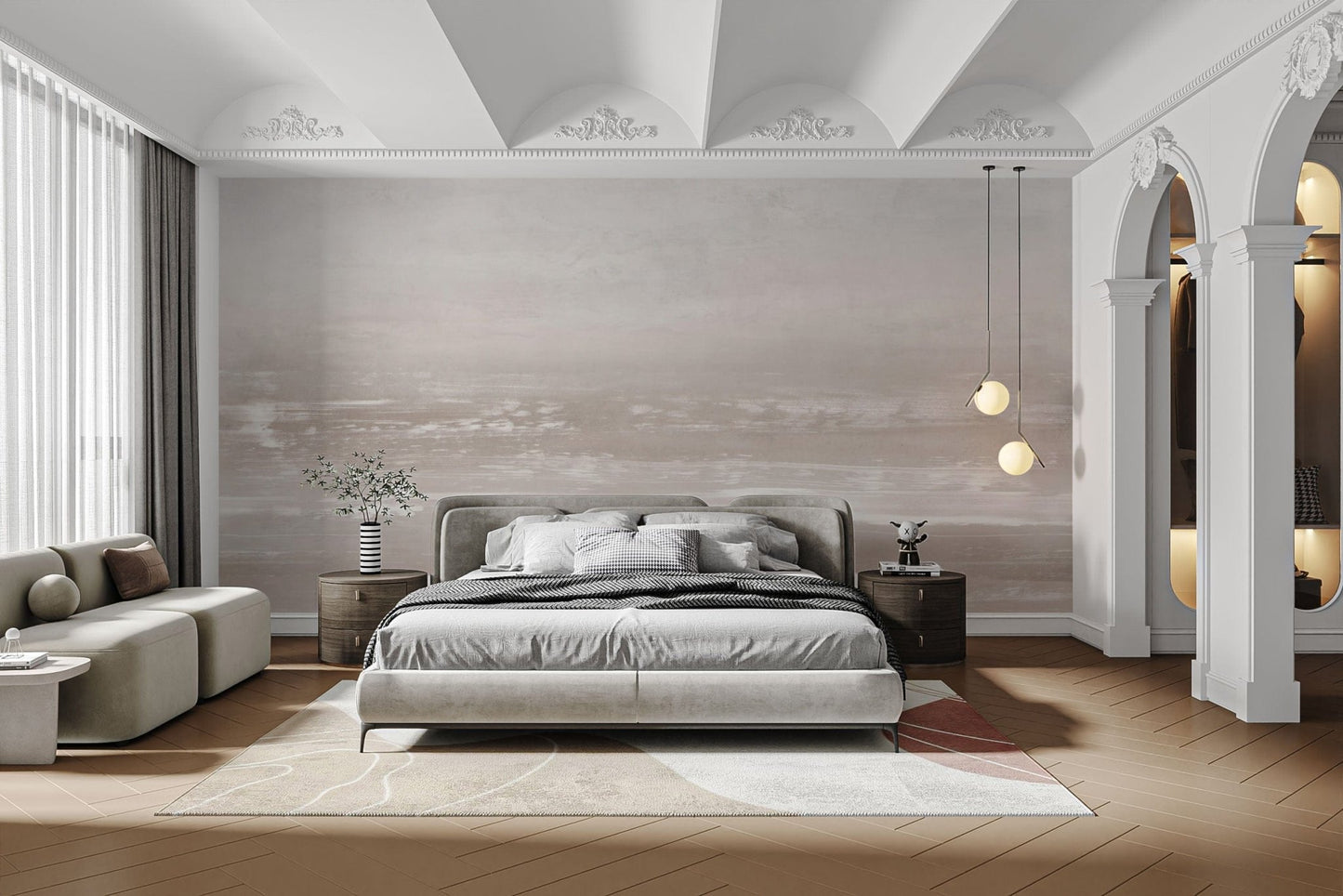 Modern beige abstract wall design
