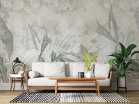 Office space using Soft Neutral Botanical mural on a calm textured backdrop, GD9285