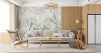 Muted foliage shapes define this Soft Neutral Botanical wall mural design, GD9285