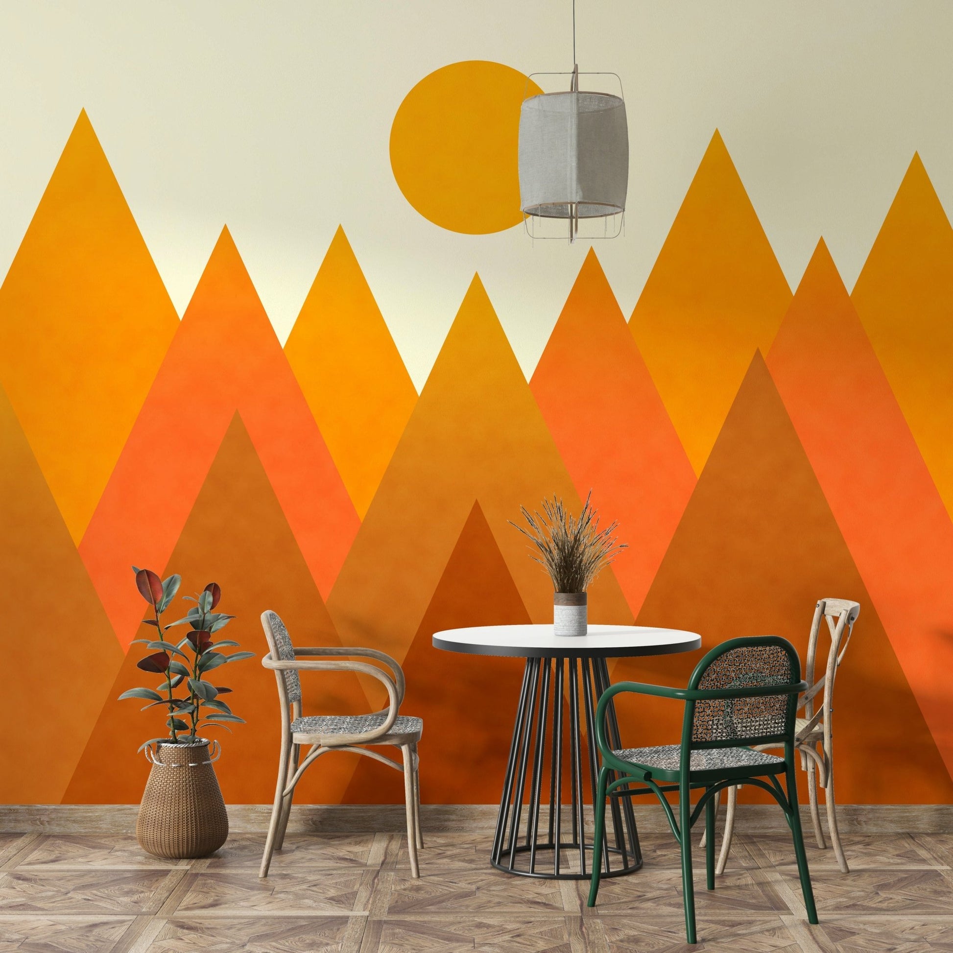 Soft orange mountain wallpaper design

