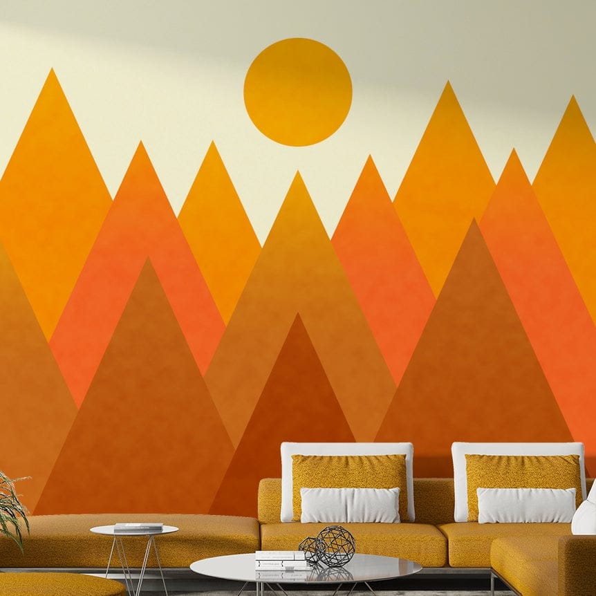 Gentle orange hills wall mural design