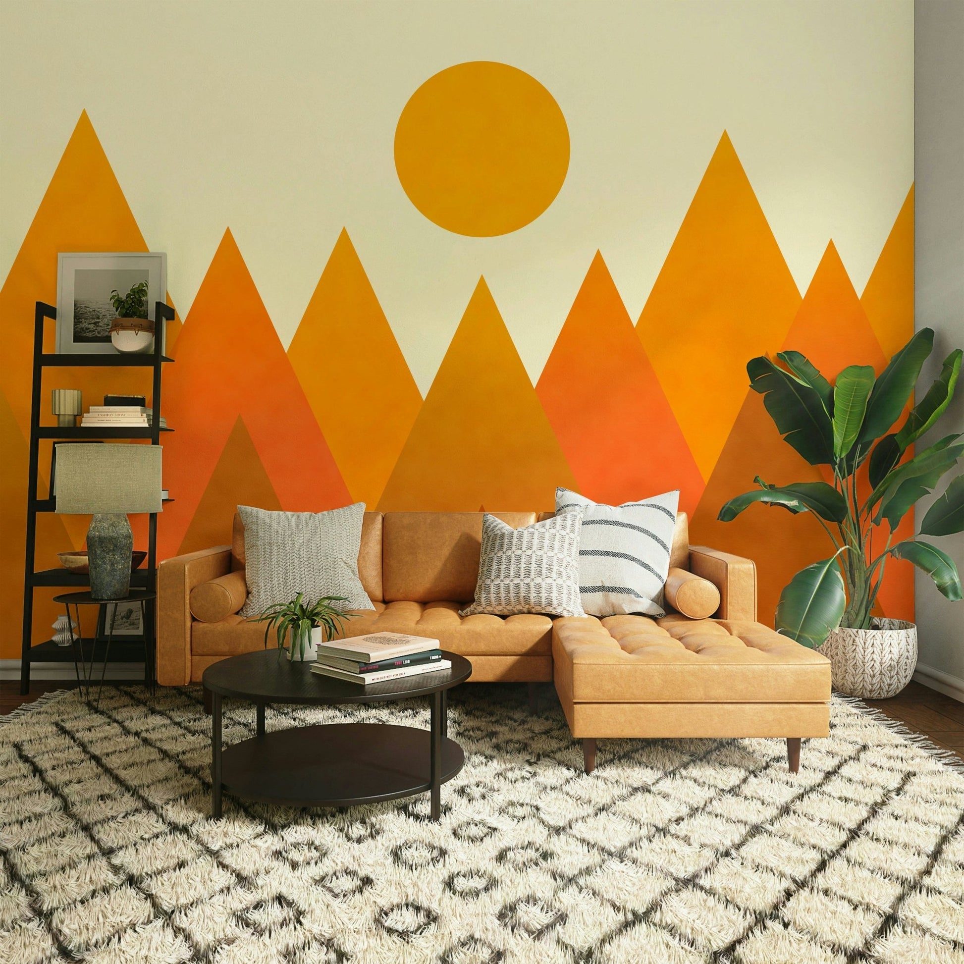 Candy mountain wall mural in warm tones