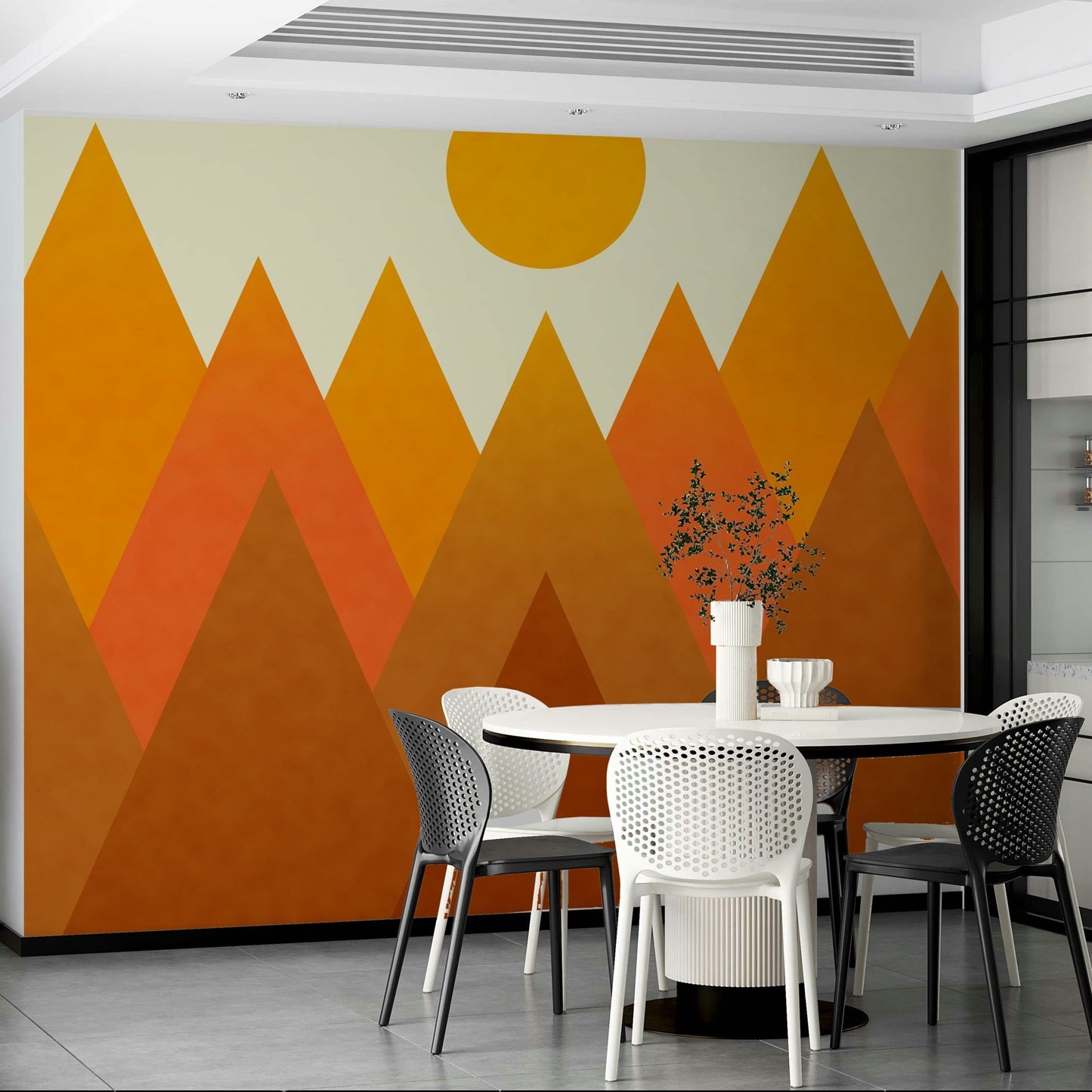 Warm mountain landscape wallpaper mural
