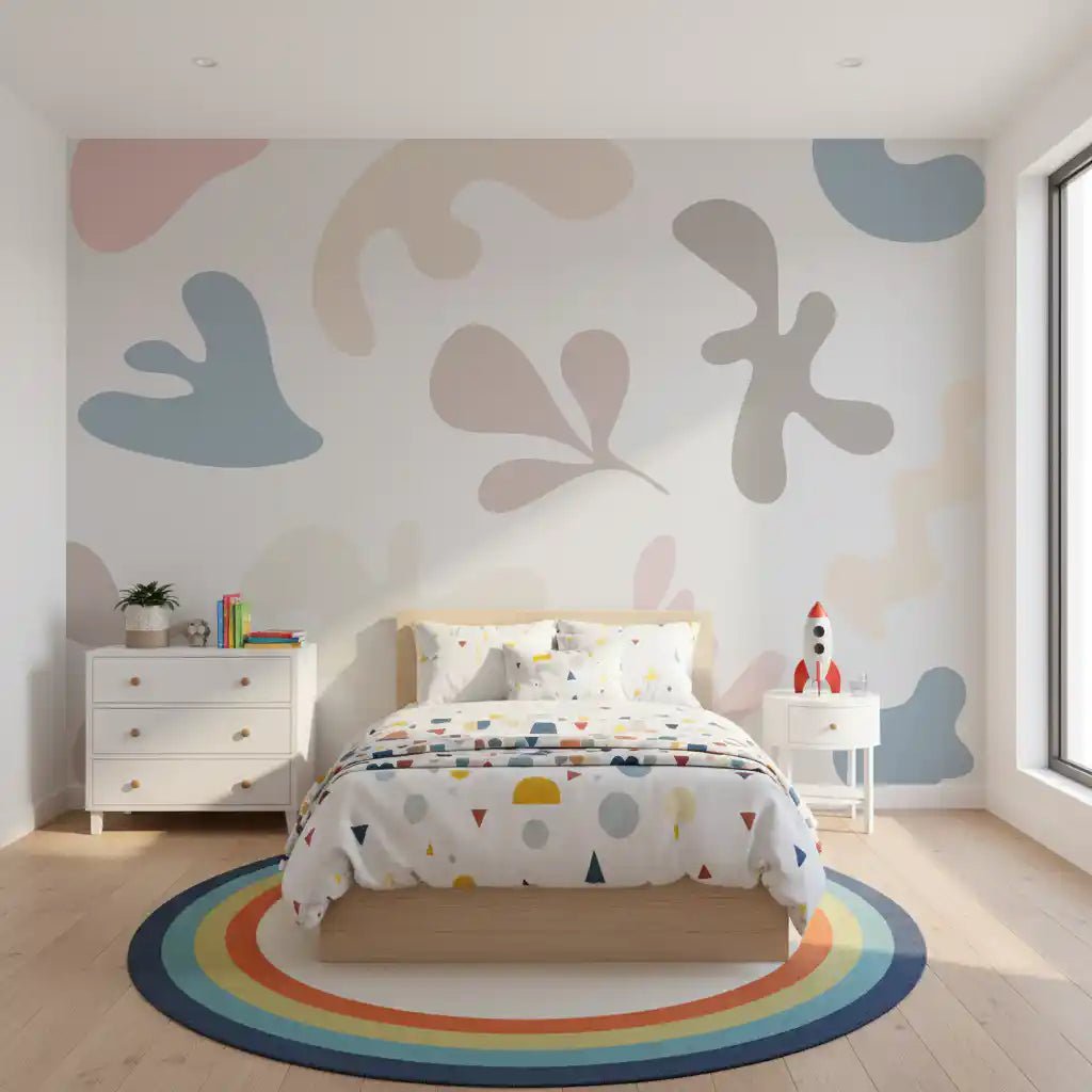 Soft Organic Shapes mural featuring gentle color shape contrast