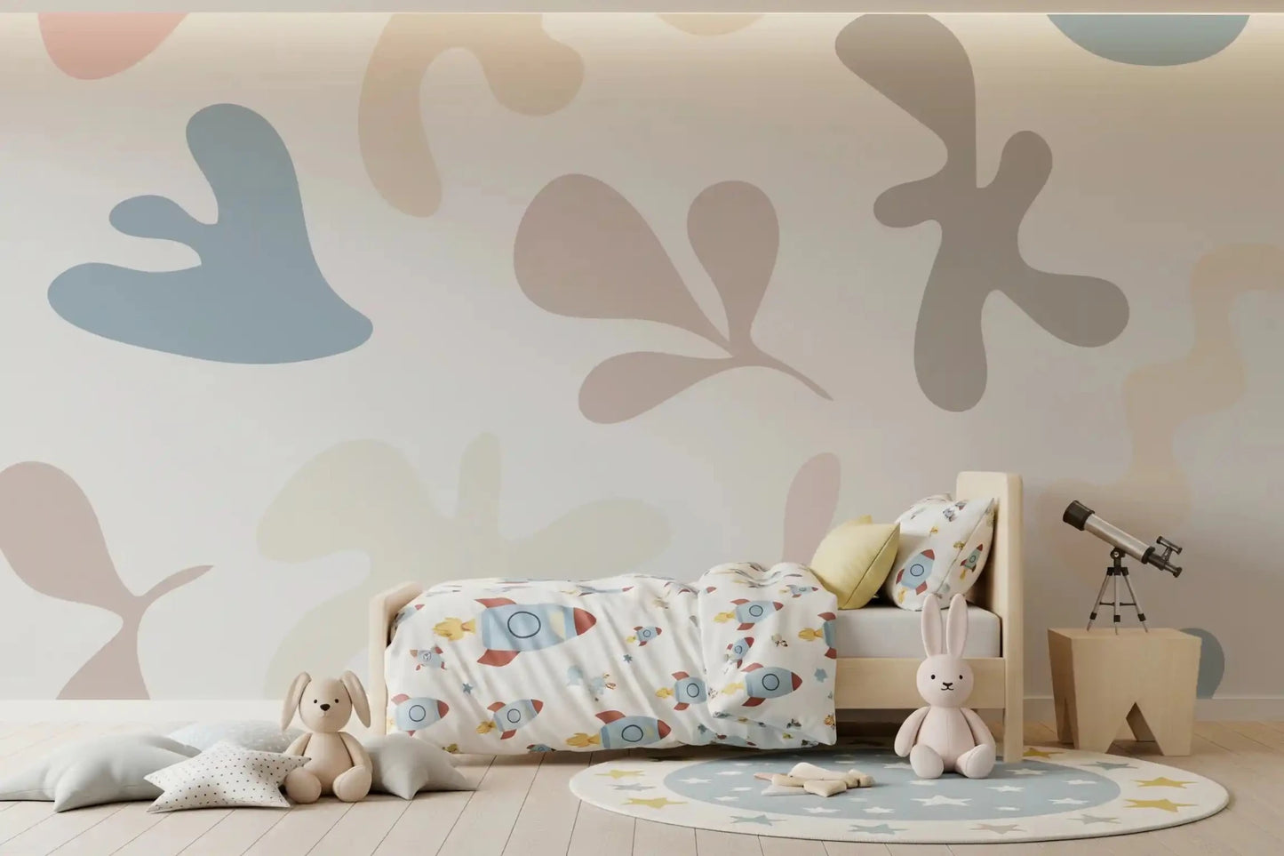 Pastel organic wall mural Soft Organic Shapes smooth form design