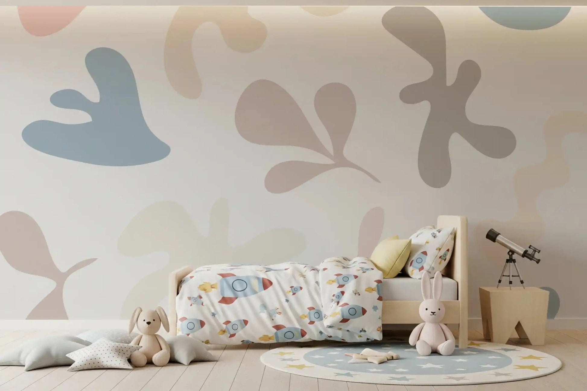 Pastel organic wall mural Soft Organic Shapes smooth form design
