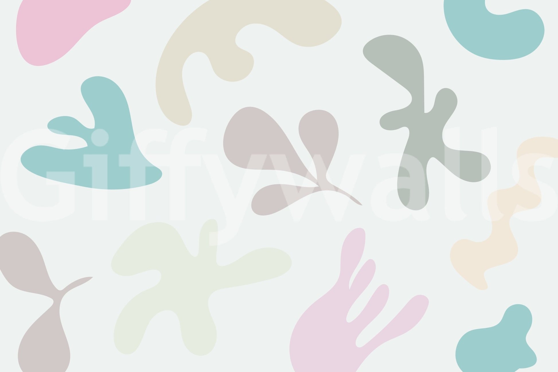 Soft Organic Shapes mural showing airy pastel form spacing