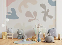 Kids room decor Soft Organic Shapes mural flowing pastel design