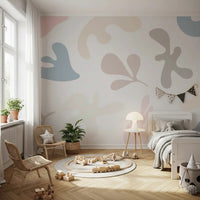 Bedroom setup Soft Organic Shapes wall mural curved form pattern