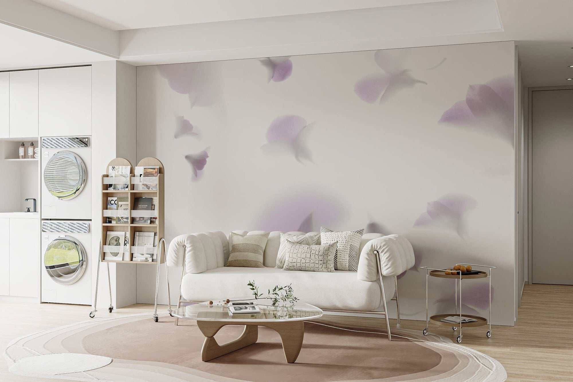 Soft pastel floral wallpaper design D295
