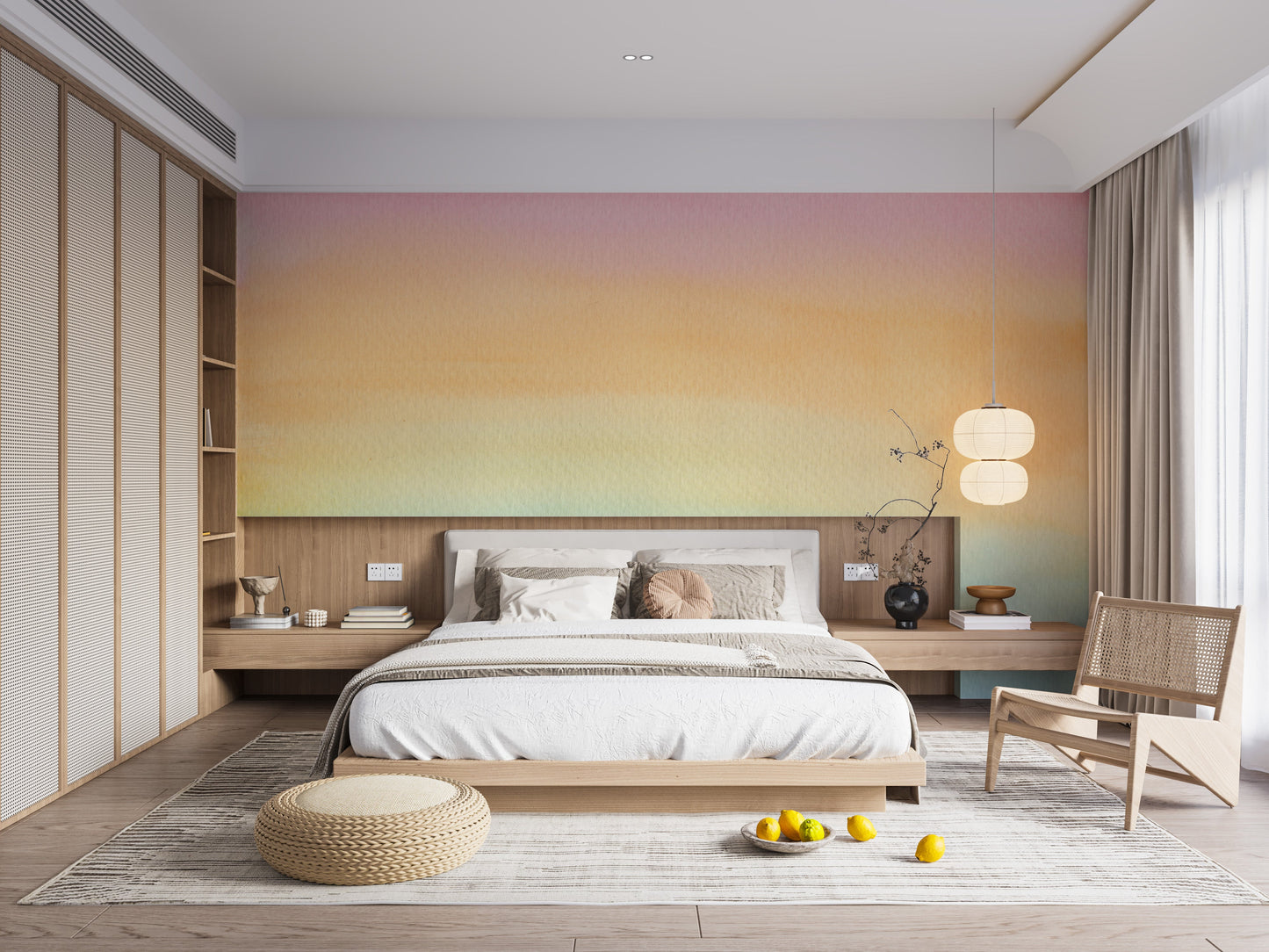 Dreamy gradient mural in soft watercolor

