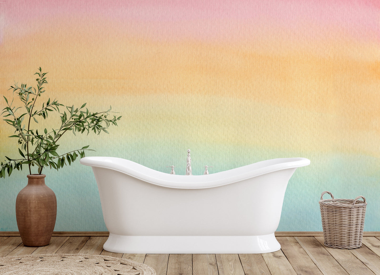 Soft Pastel Watercolor Gradient Wallpaper Mural - Giffywalls