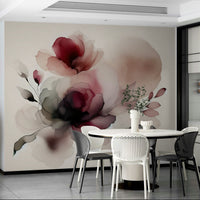Elegant wall mural with soft focus floral details.

