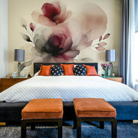 Light and airy pastel flower petal wall design.

