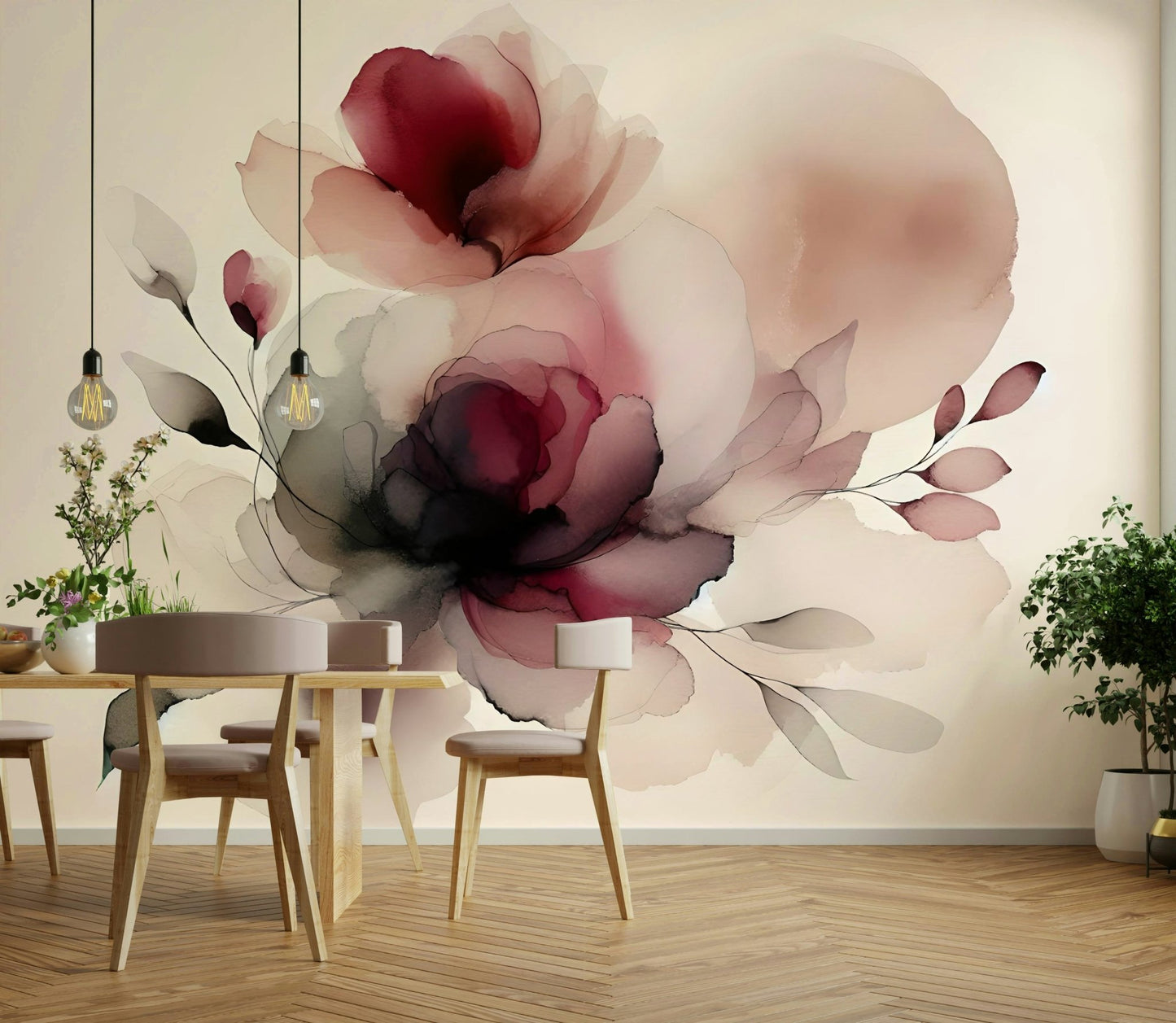 Romantic floral wallpaper featuring soft flower petals.

