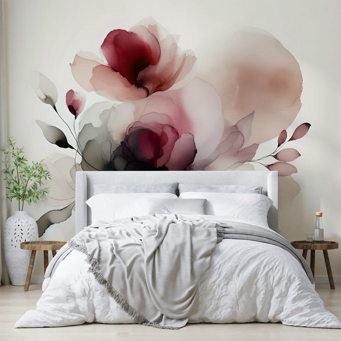 Feminine floral mural with dreamy petal textures.

