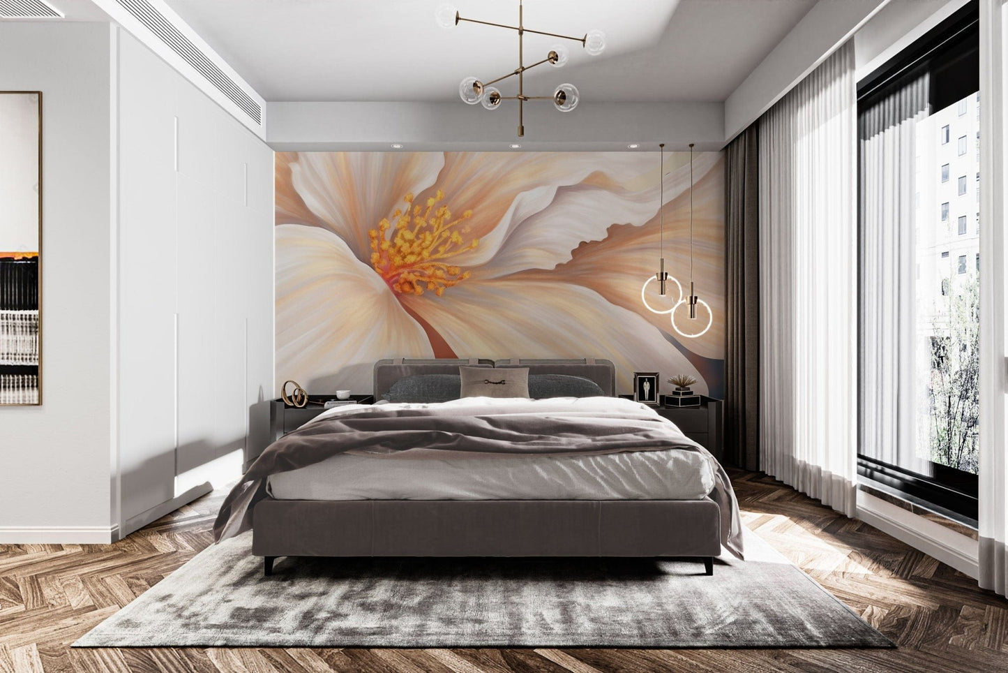 Soft petal floral wallpaper design
