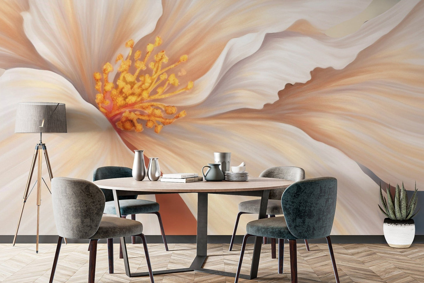 Creamy petal bloom wall covering
