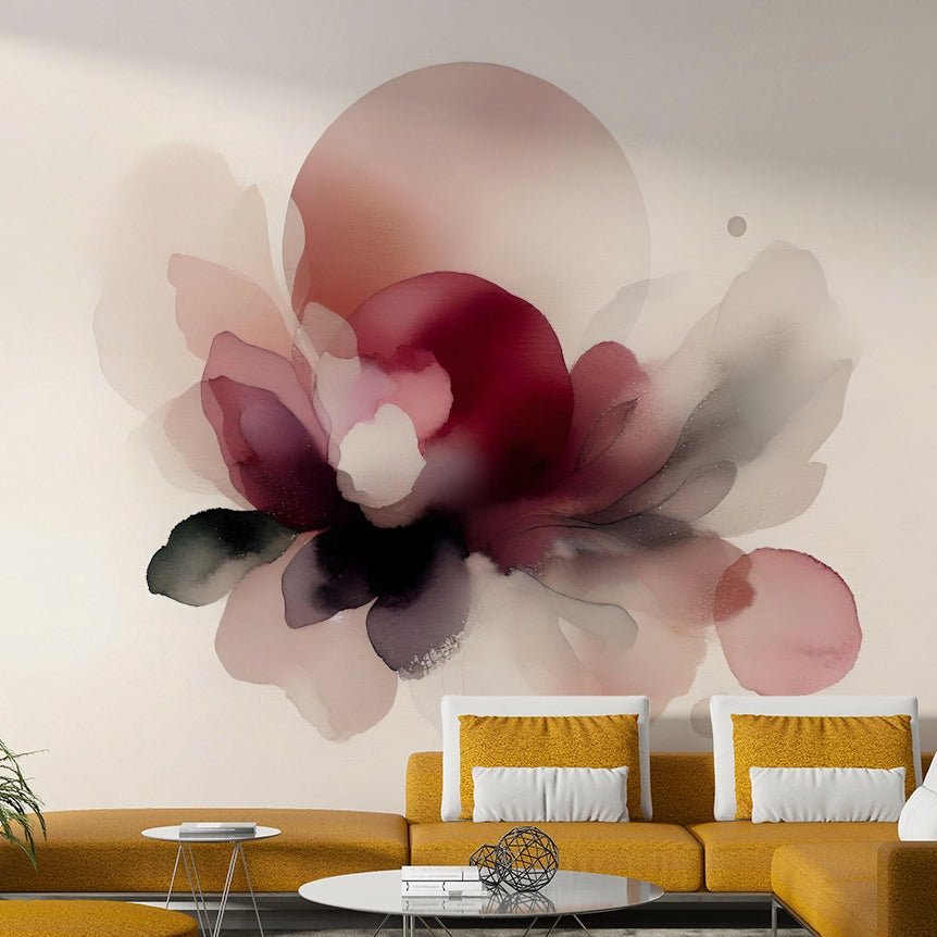 Delicate wall mural with floating soft petals.

