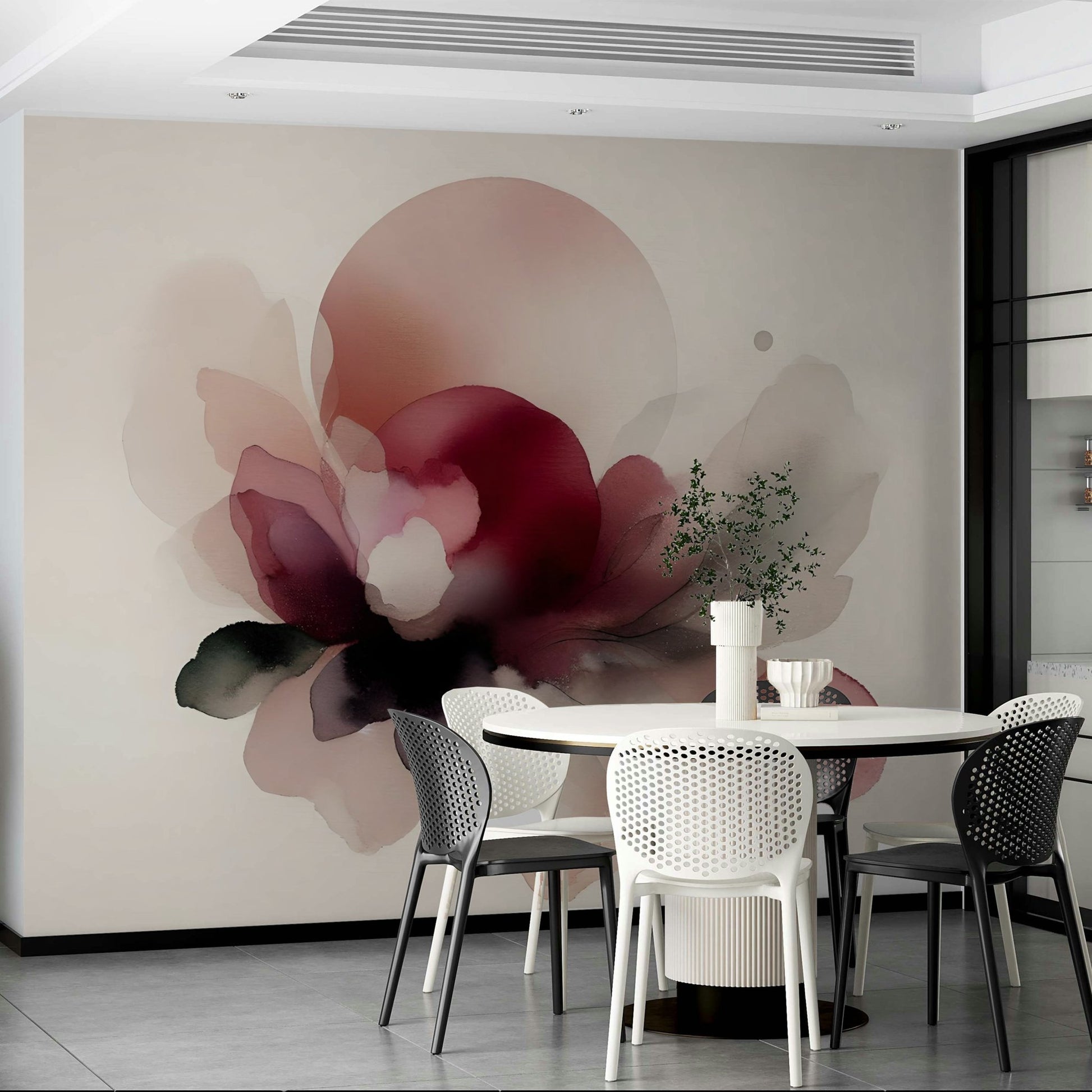 Whisper-soft floral mural for serene interiors.

