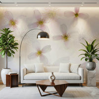 A contemplative floral pattern wallpaper mural for a feature wall.