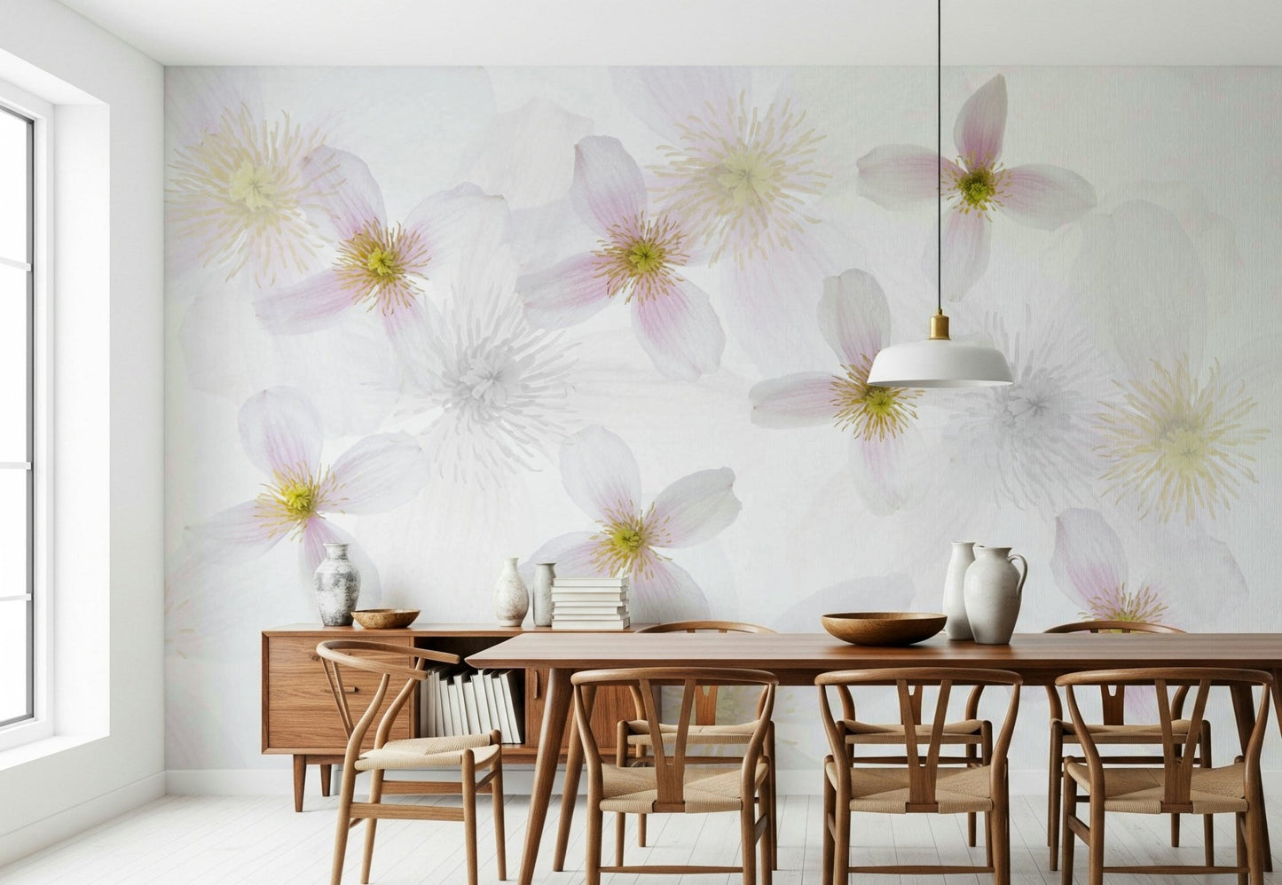 A classic soft floral wallpaper for walls.