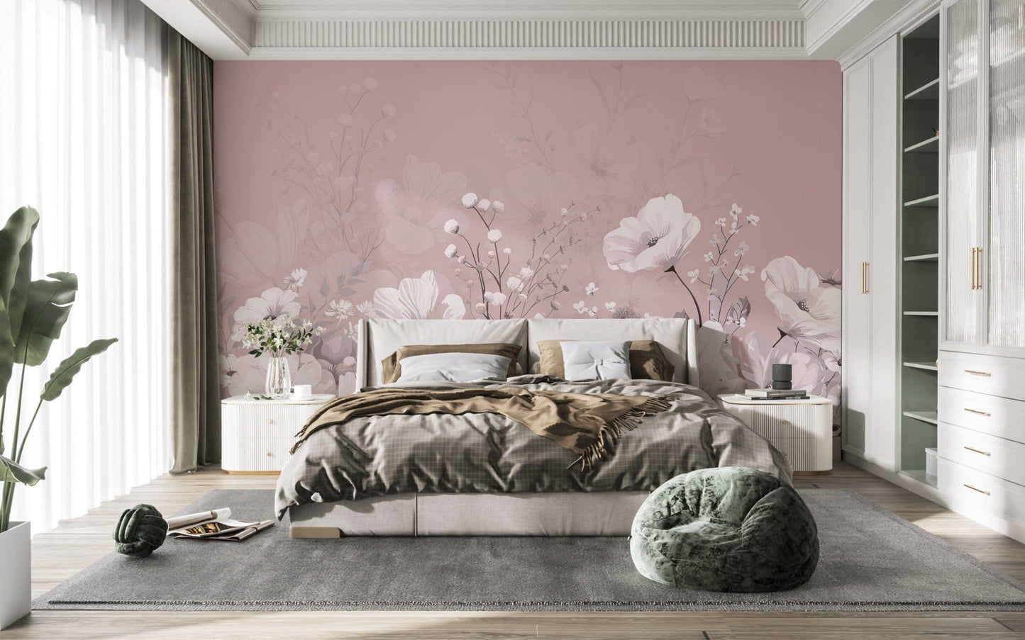 Romantic Soft Pink Floral Wallpaper
