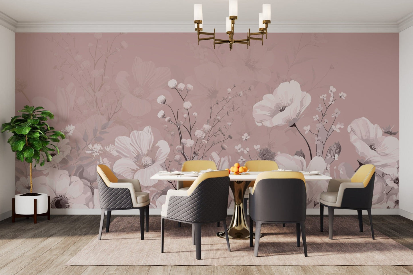 Light Pink Botanical Flower Wallpaper