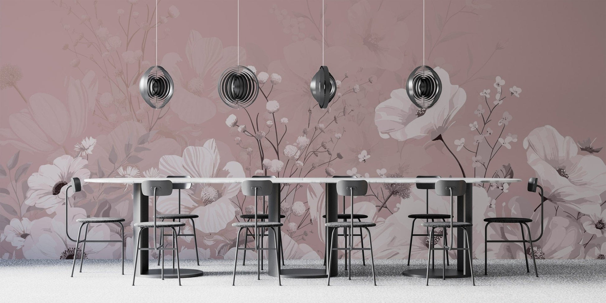 Blush Pink Botanical Floral Wallpaper
