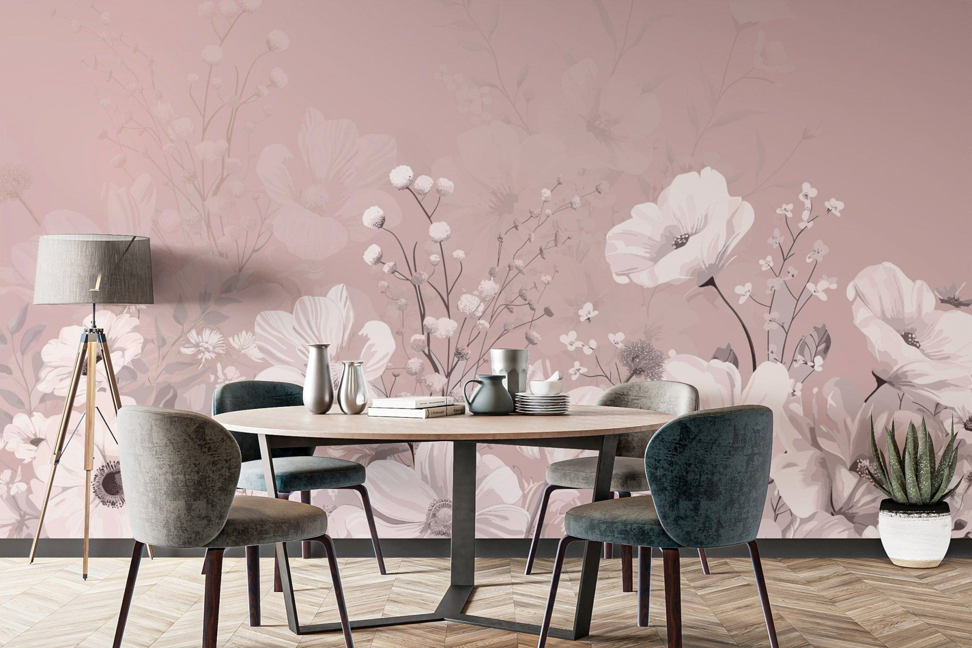 Charming Soft Pink Floral Wallpaper
