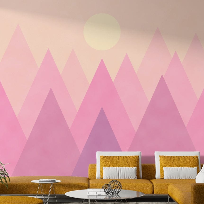 Blush pink mountains wall mural