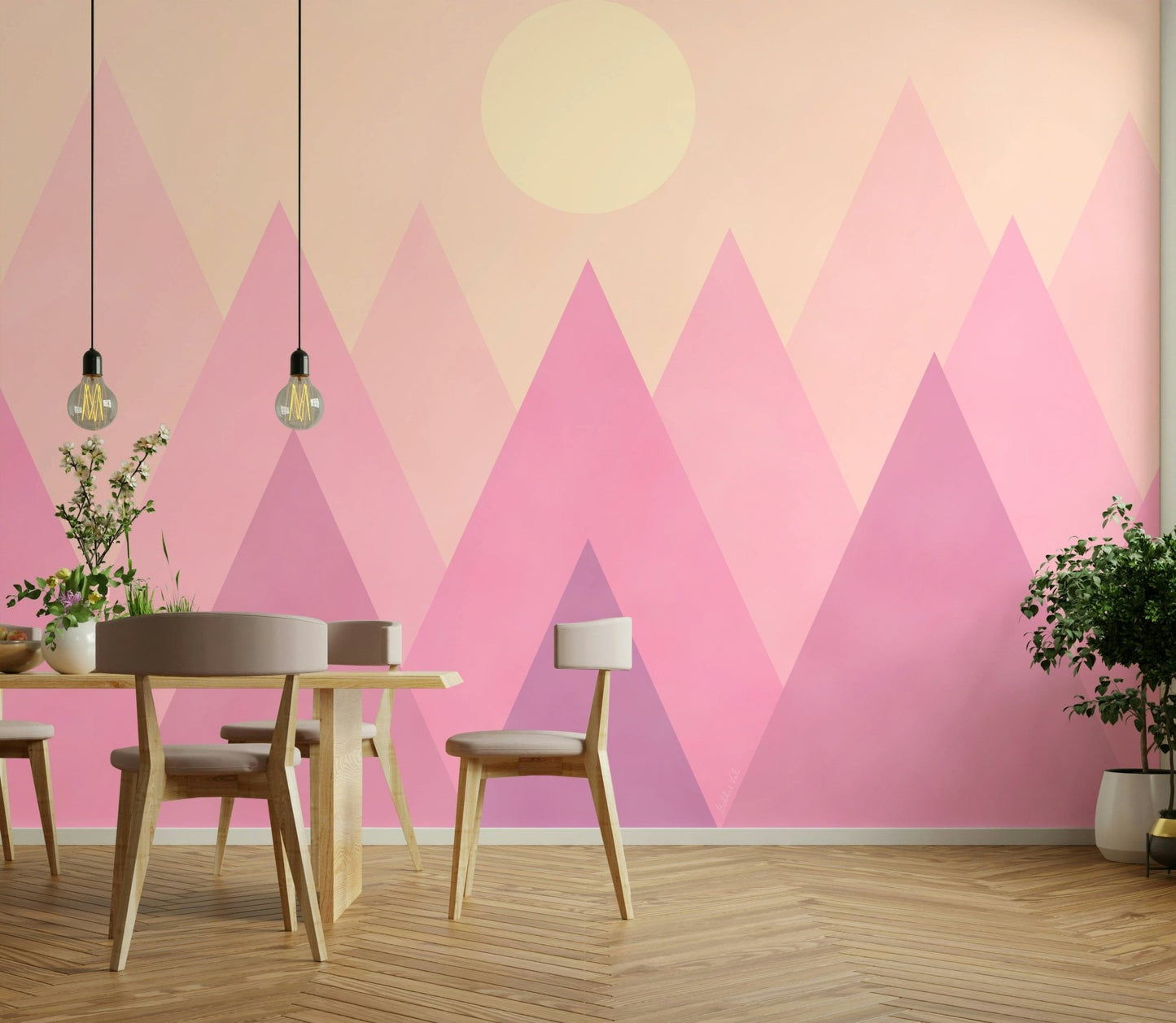 Dreamy pink hills wallpaper design