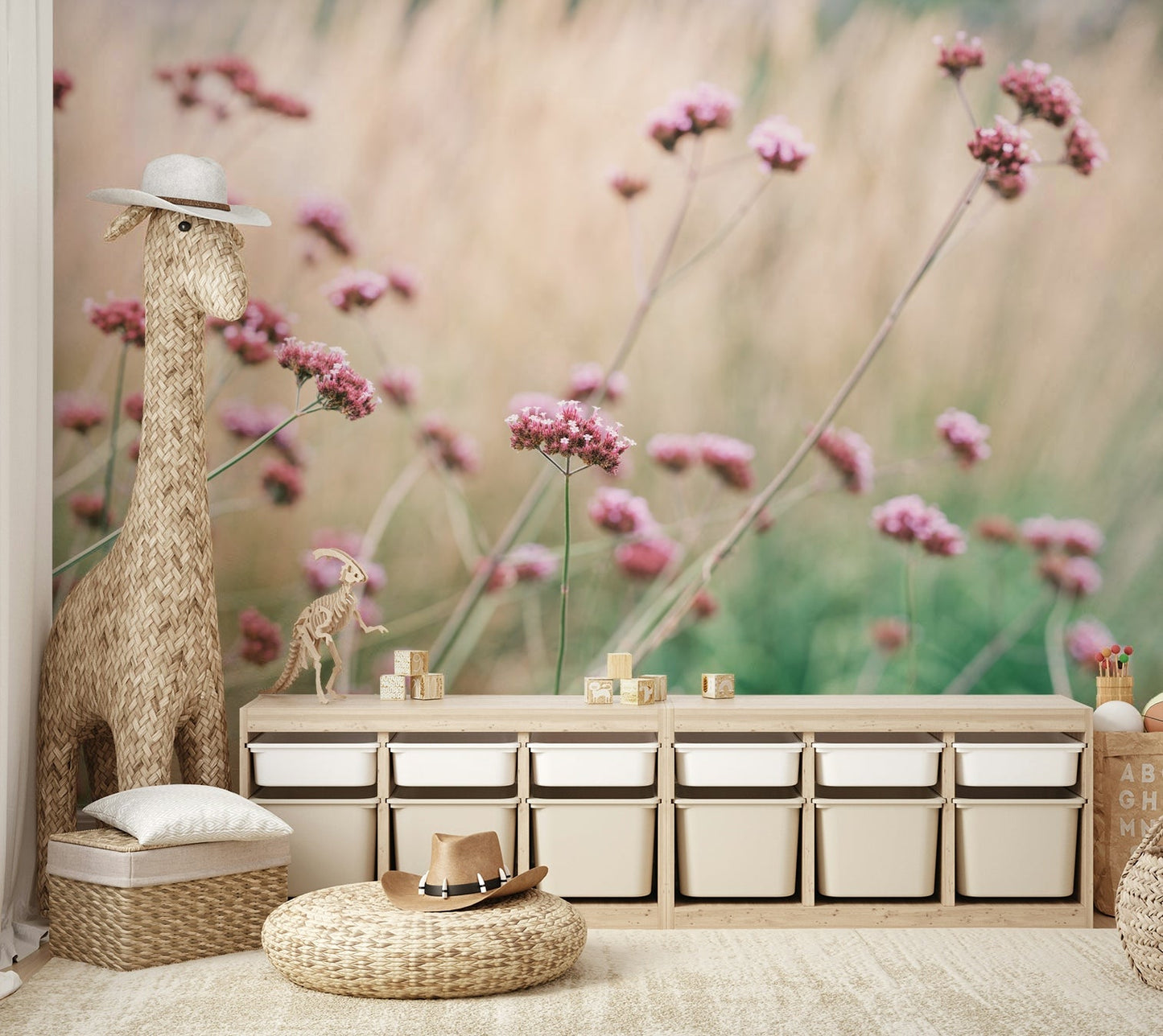 Soft Pink Field Bliss Wall Mural