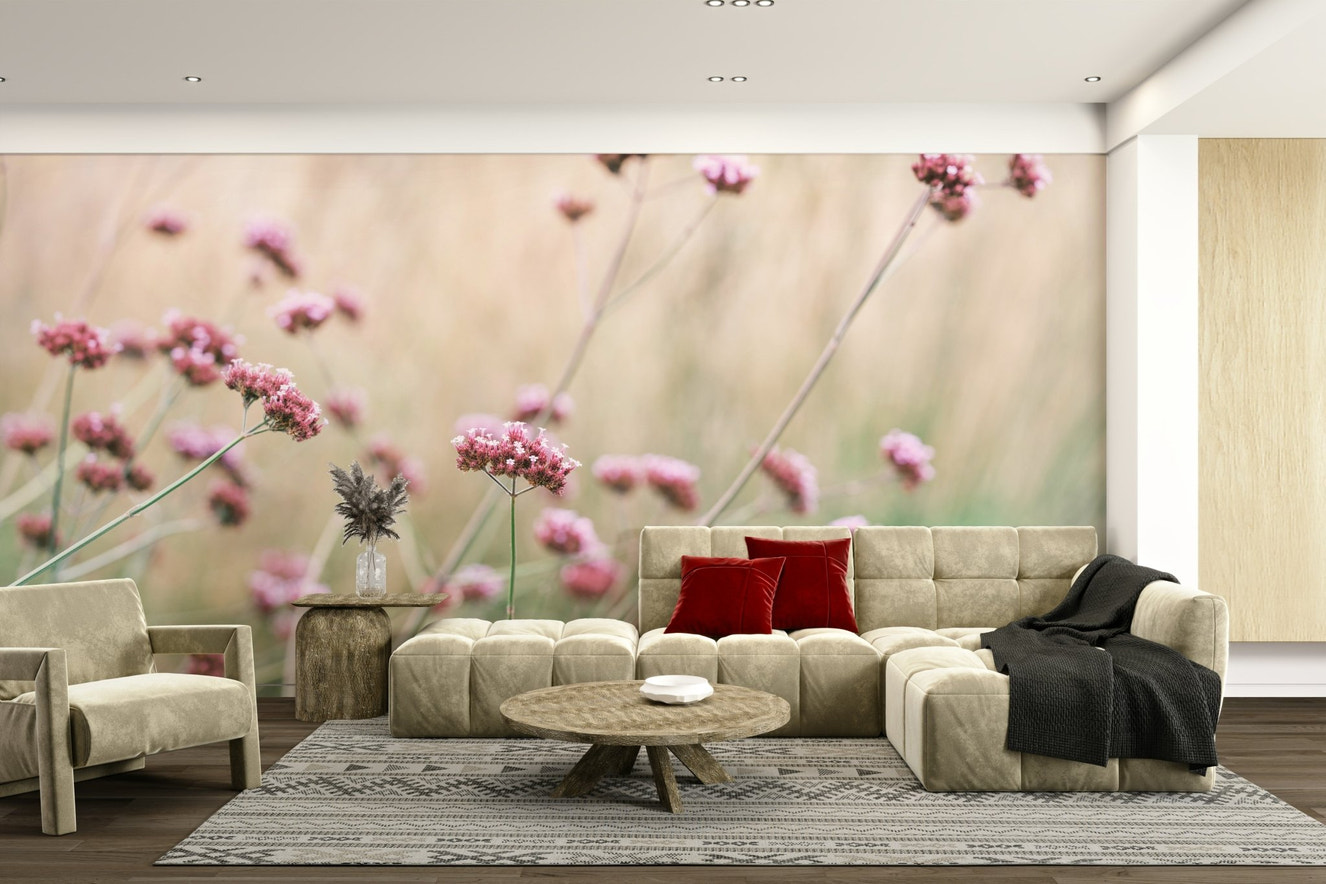 Soft Pink Field Bliss Wall Mural