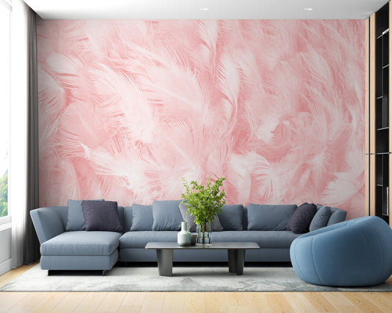 Vintage pink feather wallpaper design B225