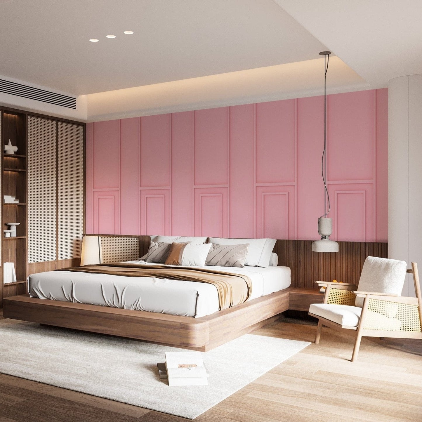 Soft Pink Wood Panel Wallpaper Mural - Giffywalls wood-07
