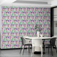 A graceful subtle pattern wall mural in cool, natural tones.

