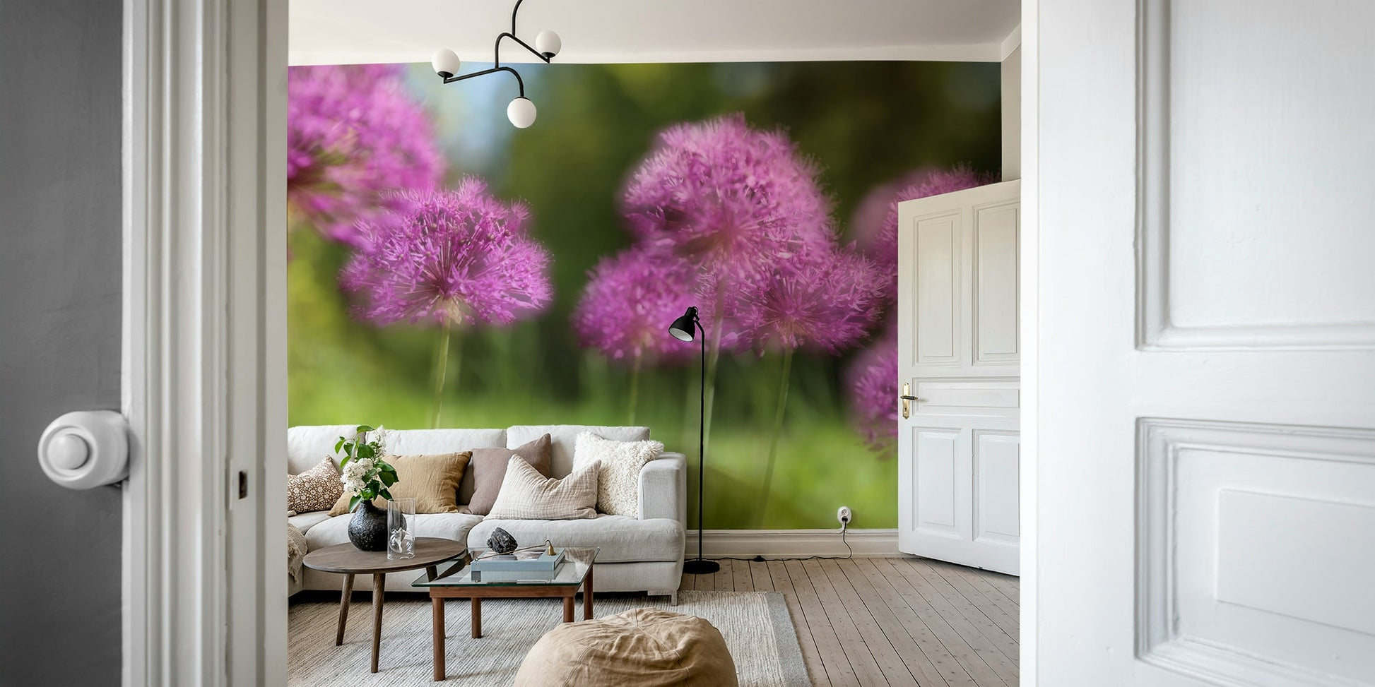 The color palette is composed primarily of soft purple hues, possibly with hints of green or muted backgrounds.
