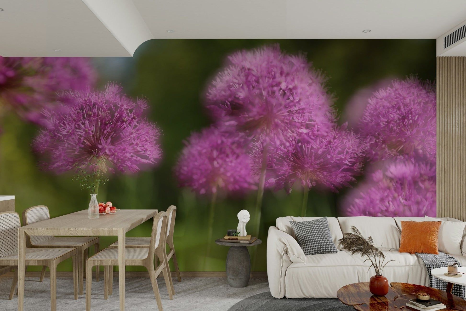 There's a strong sense of tranquility, natural harmony, and sophisticated artistry.
