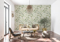 Muted green petals enrich Soft Sage Green Peony Wallpaper softly
