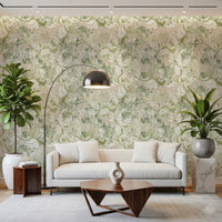 Delicate bloom pattern gives Soft Sage Green Peony Wallpaper a light look