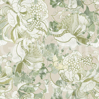 Gentle garden styling appears across Soft Sage Green Peony Wallpaper
