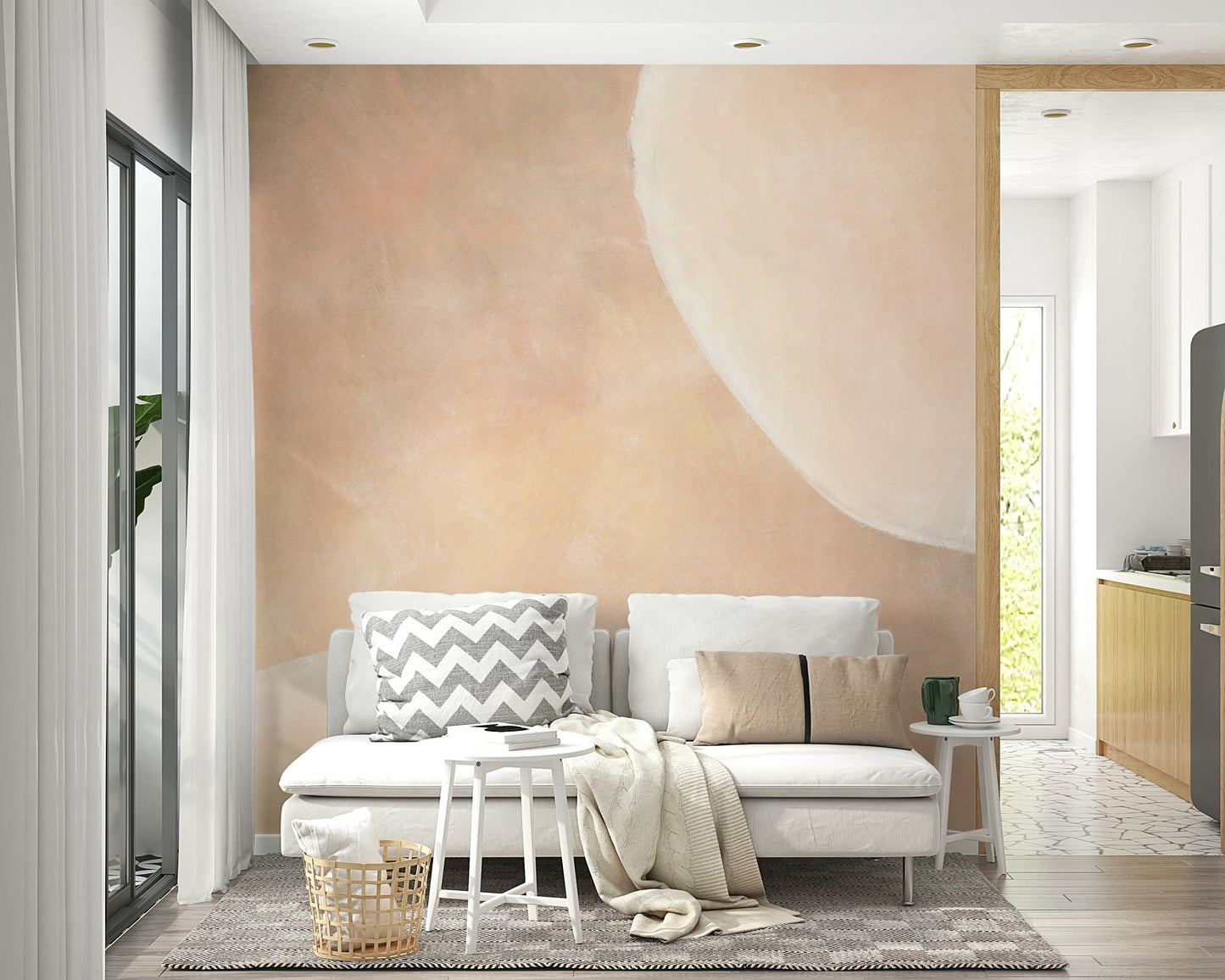 Earthy toned soft mural wall pattern


