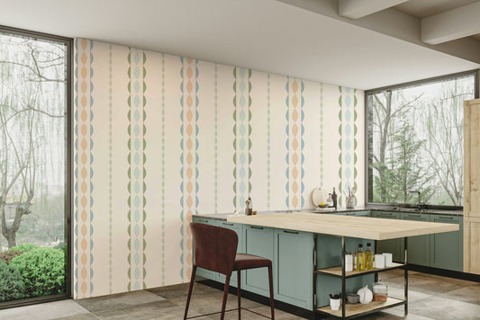A detailed close-up of a graceful wallpaper pattern.

