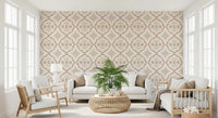 Airy living area styled in Soft Sienna Mediterranean Tile Wallpaper