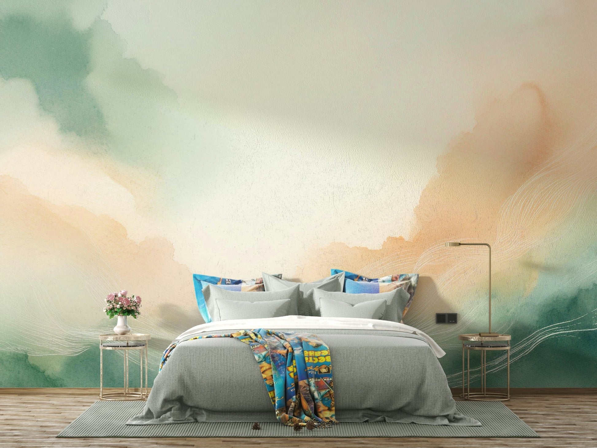 Soft sky dream mural perfect for bedroom walls

