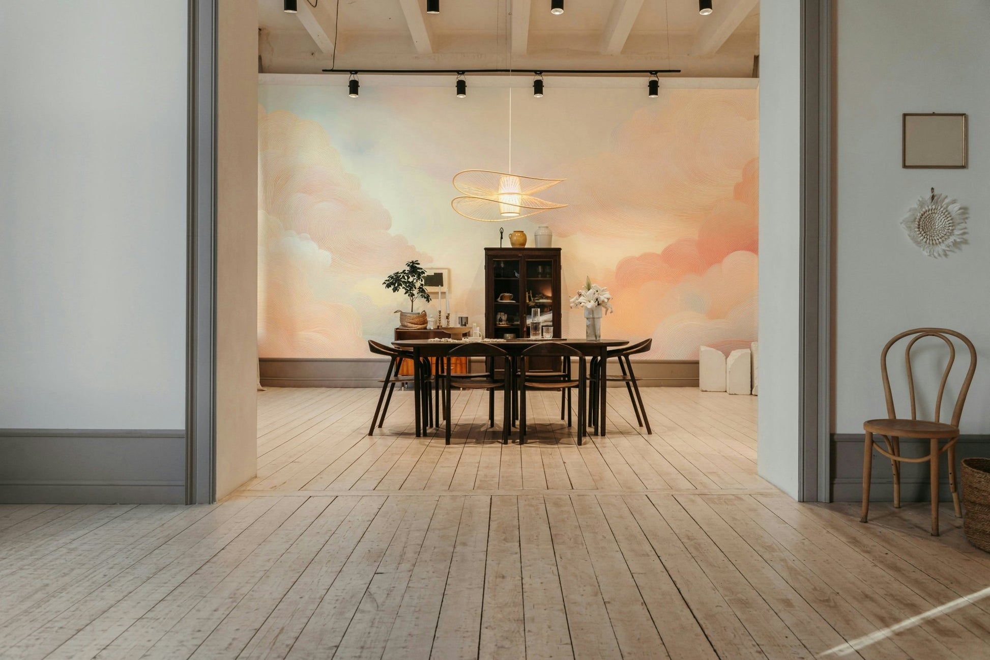 Calm sky wall mural for a soothing home atmosphere

