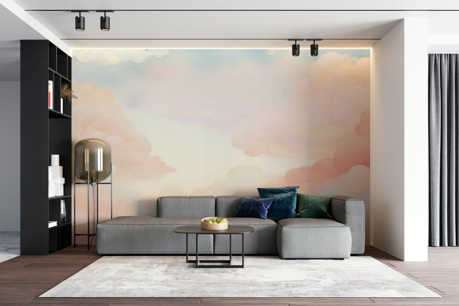 Soft Sky Serenity mural for modern interior design

