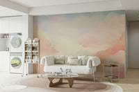 Dreamy sky mural with soft hues for your walls

