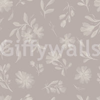A calm taupe floral repeat fills this Soft Taupe Florals wallpaper GD7419